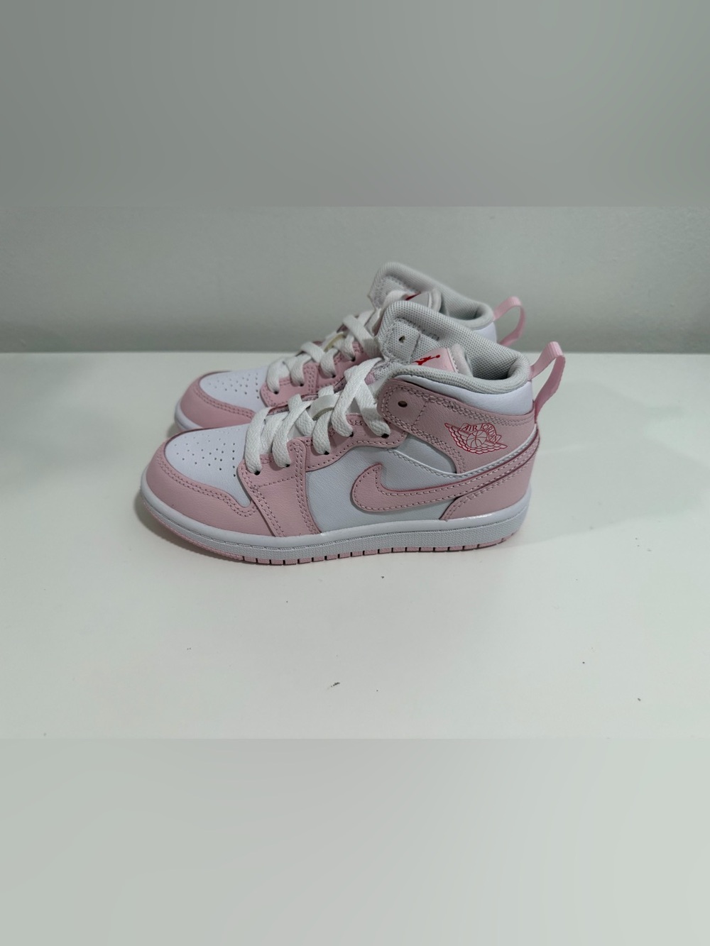 Kids Jordan I  Pink and White High-Top Sneakers size 12c